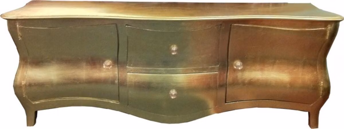 Mobile bar Casa Padrino, stile barocco, finitura oro anticato, utilizzabile come credenza o mobile TV, dimensioni 170 x 50 x 60 cm