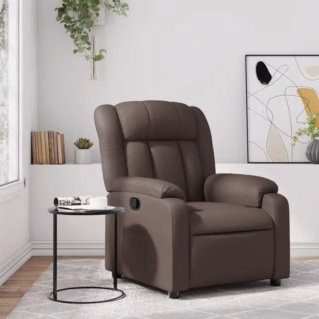 Poltrona Reclinabile Relax vidaXL in Similpelle Marrone con Braccioli e Regolazione Manuale – 1