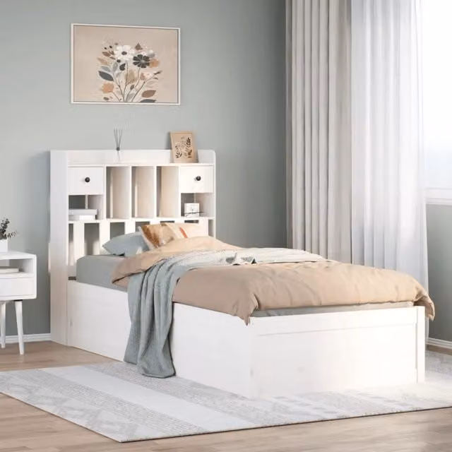 Letto senza Materasso Bianco 90x190 cm in Legno Massello Pino 3323516