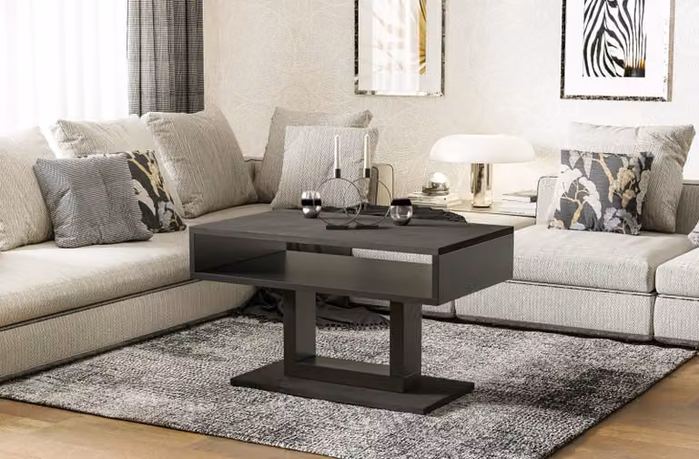 Endo-Möbel tavolino Tilo 110x60x58 cm tavolino da salotto con ripiano (cemento scuro)