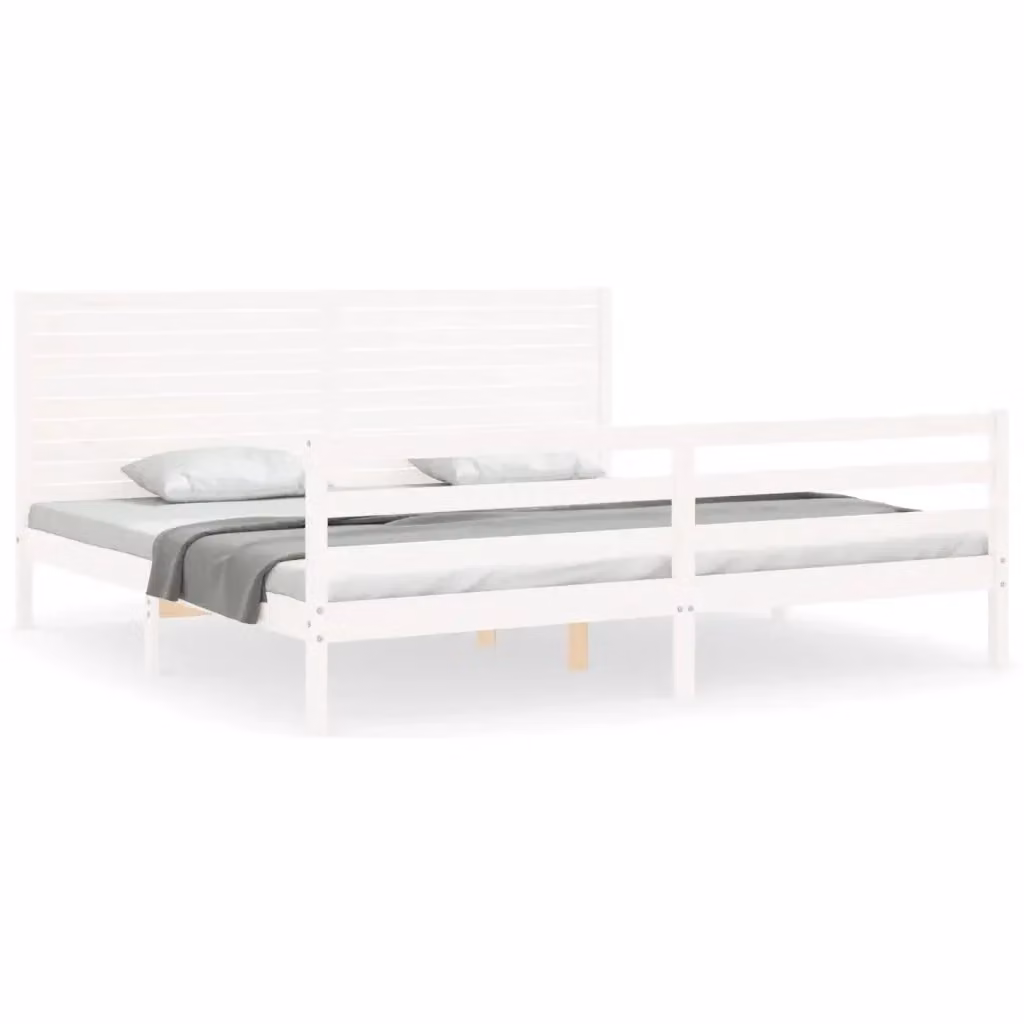 Letto con Testiera in Legno Massello di Pino Bianco vidaXL 200x200 cm – 2
