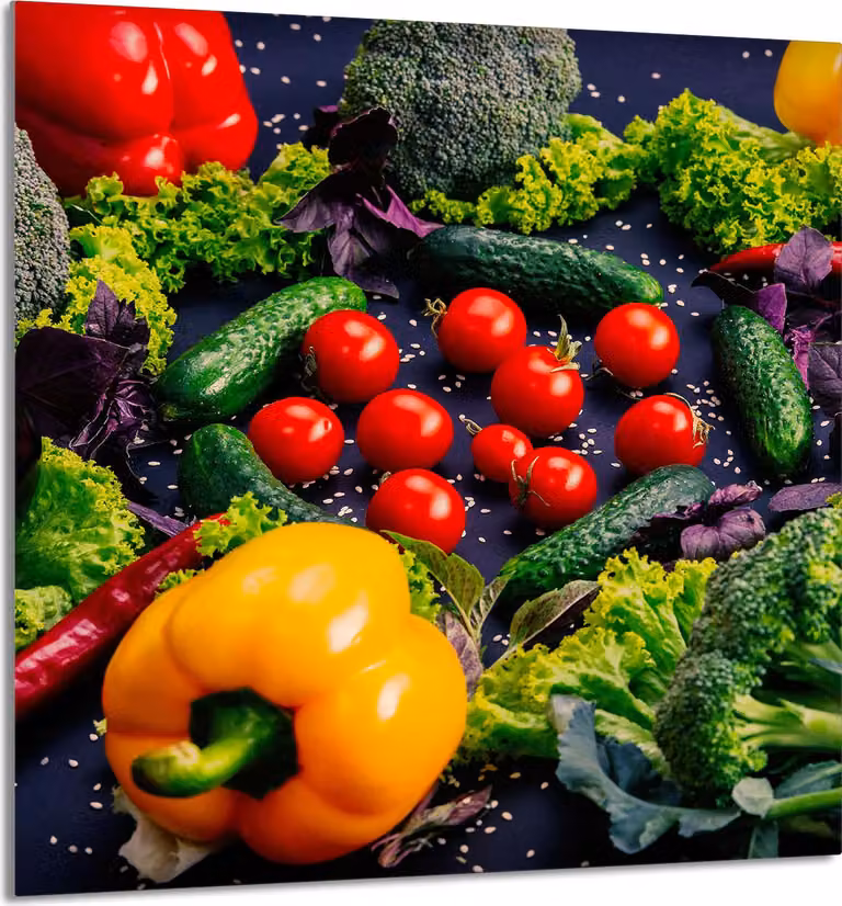 PIATTO IN VETRO PER CUCINA 60x65 verdure