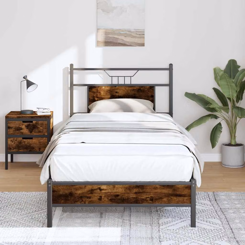 Giroletto senza materasso vidaXL in rovere fumo e metallo L: 80 cm, P: 190 cm