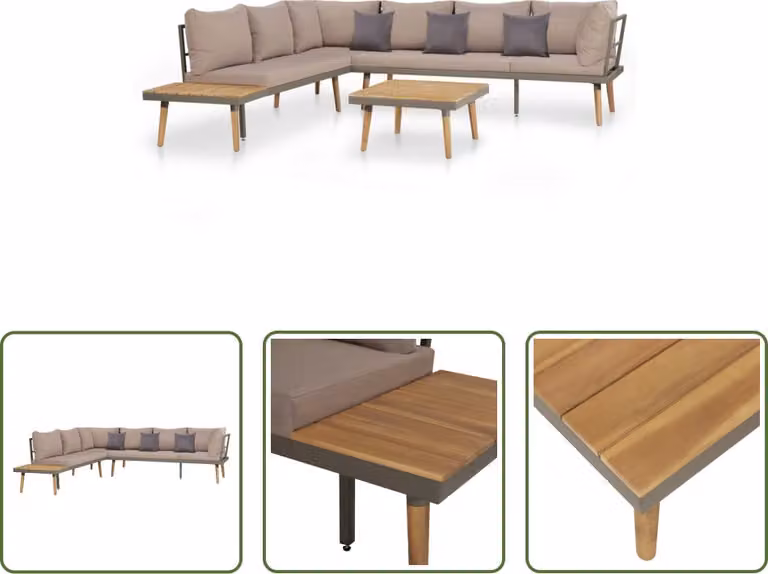 The Living Store Set salotto da giardino 4 pezzi con cuscini in legno massiccio marrone acacia