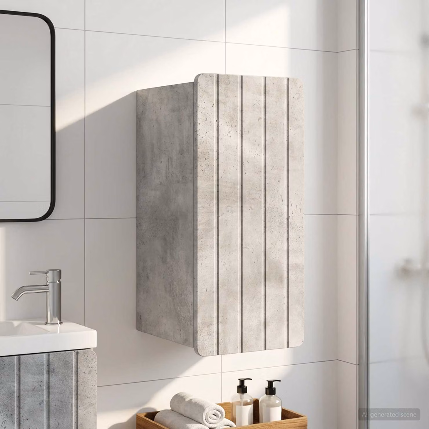 Armadio da bagno a muro vidaXL ZWOLLE moderno Grigio, L: 30 cm, P: 31 cm, H: 63 cm