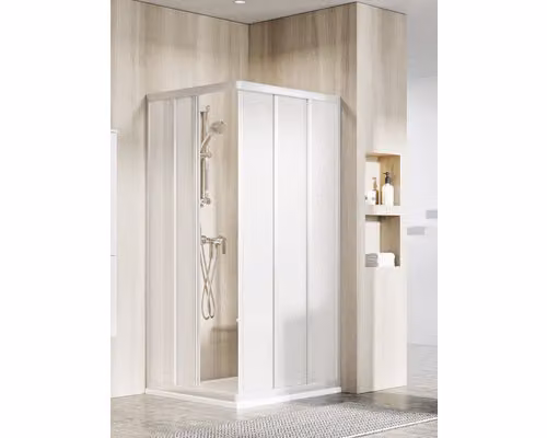 Un lato della cabina doccia RAVAK Supernova ASRV3-80 198 satin+Pearl 15V40UR211