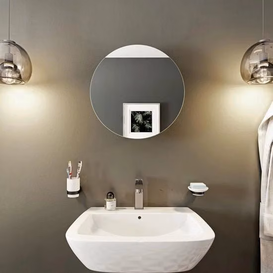 Cassettone Bagno in Acciaio Inossidabile con Specchio Sferico