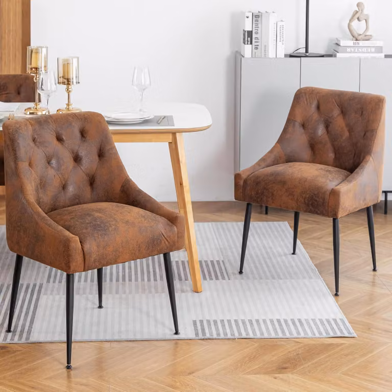Set di 2 sedie da pranzo - Modello SJ-YXSD-HT-SZ-2 - Sedie imbottite moderne - Schienale ergonomico - Seduta imbottita - Gambe in metallo - Adatte per cucina e soggiorno