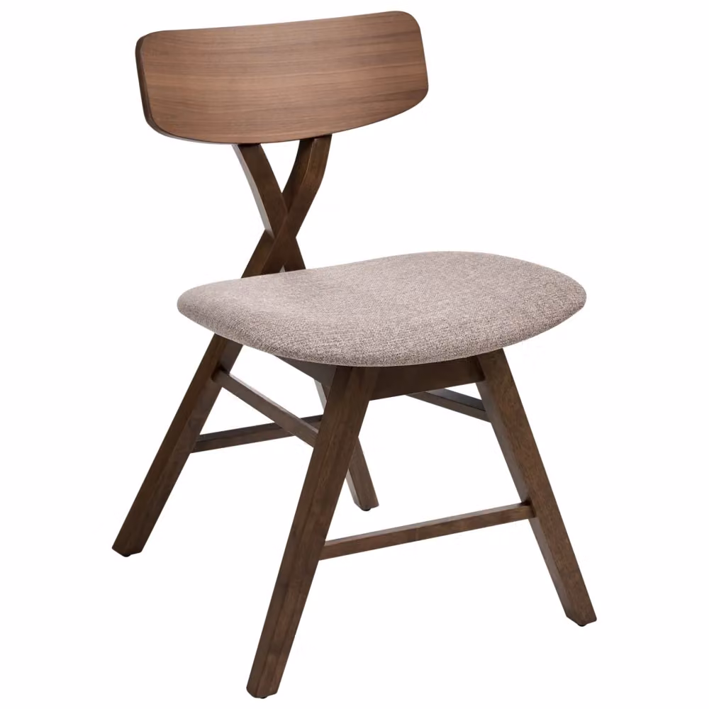 Set di 2 sedie da pranzo BELIANI imbottite in poliestere con schienale in legno e struttura in gomma, colore marrone scuro e beige, L: 57 cm, P: 47 cm, H: 78 cm – 2