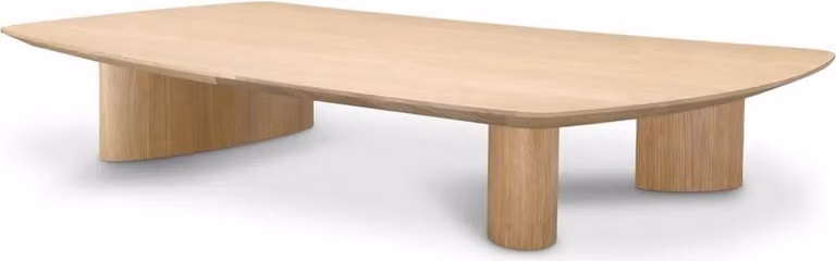 Tavolino Casa Padrino colori naturali 185 x 120 x h. 30 cm - Tavolo da soggiorno in legno massiccio con piano leggermente curvo - Mobili da soggiorno - Mobili per hotel - Mobili - Arredi