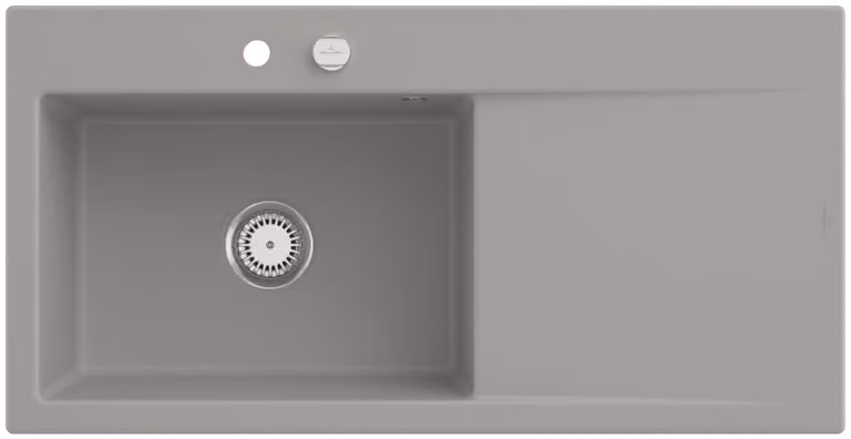 Lavello rettangolare Villeroy & Boch, lavello da cucina modello Subway, finitura Fossil CeramicPlus, dimensioni 1000x510 mm, adatto a mobile sottolavello di 60 cm di larghezza