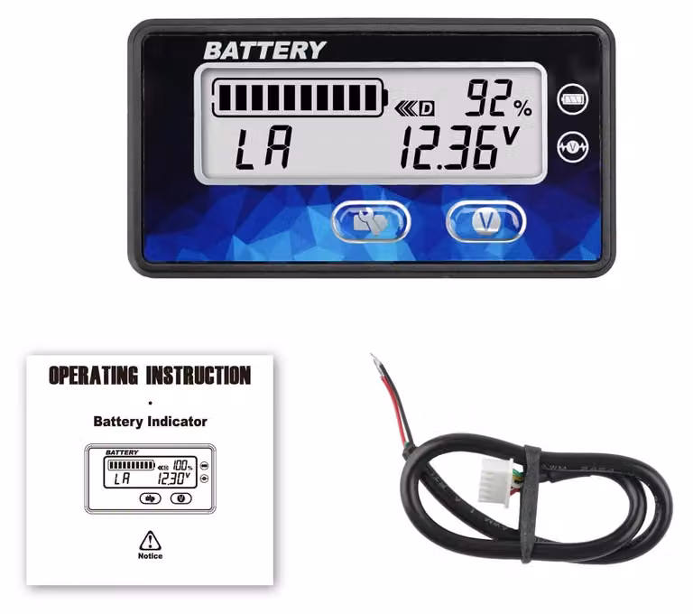 Monitor per batterie DC da 12-48V, impermeabile, compatibile con batterie al piombo-acido, LiFePO4 e al litio