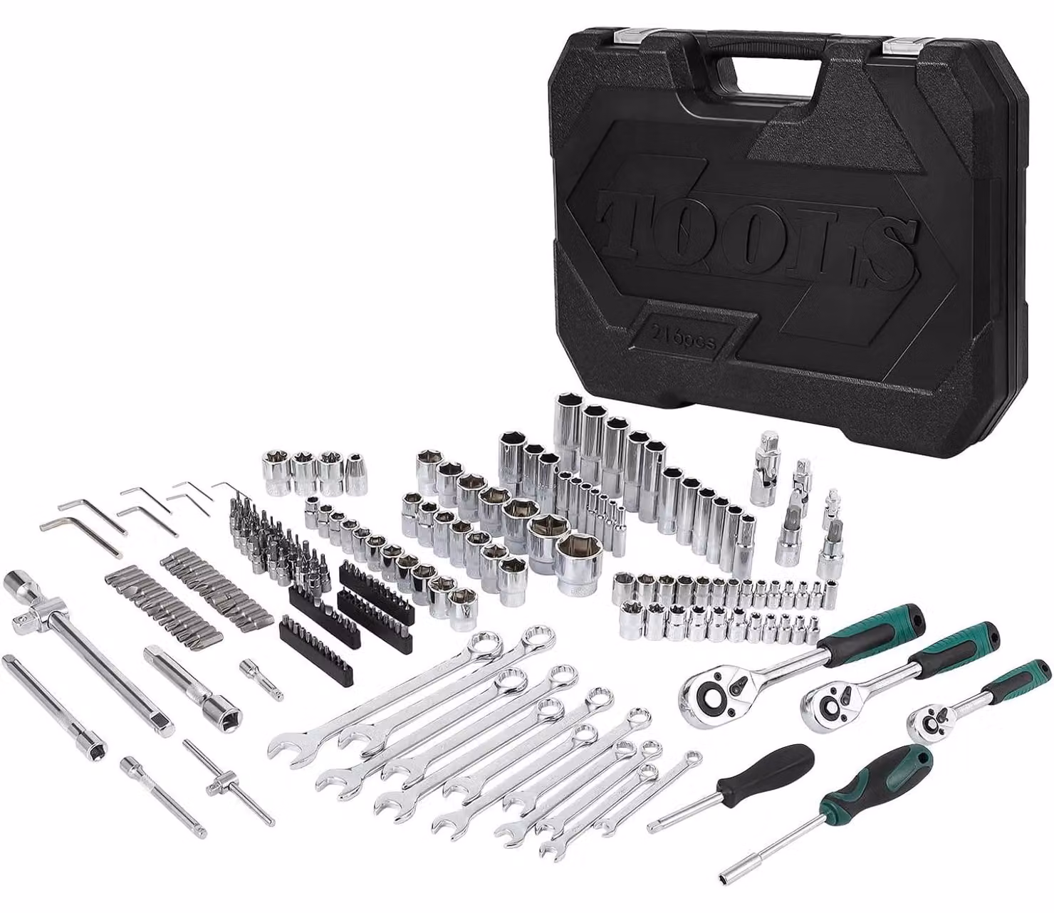 Set di utensili da 216 pezzi - Riparazione auto - Set di chiavi a bussola - Metallo - Valigetta porta utensili - Portatile