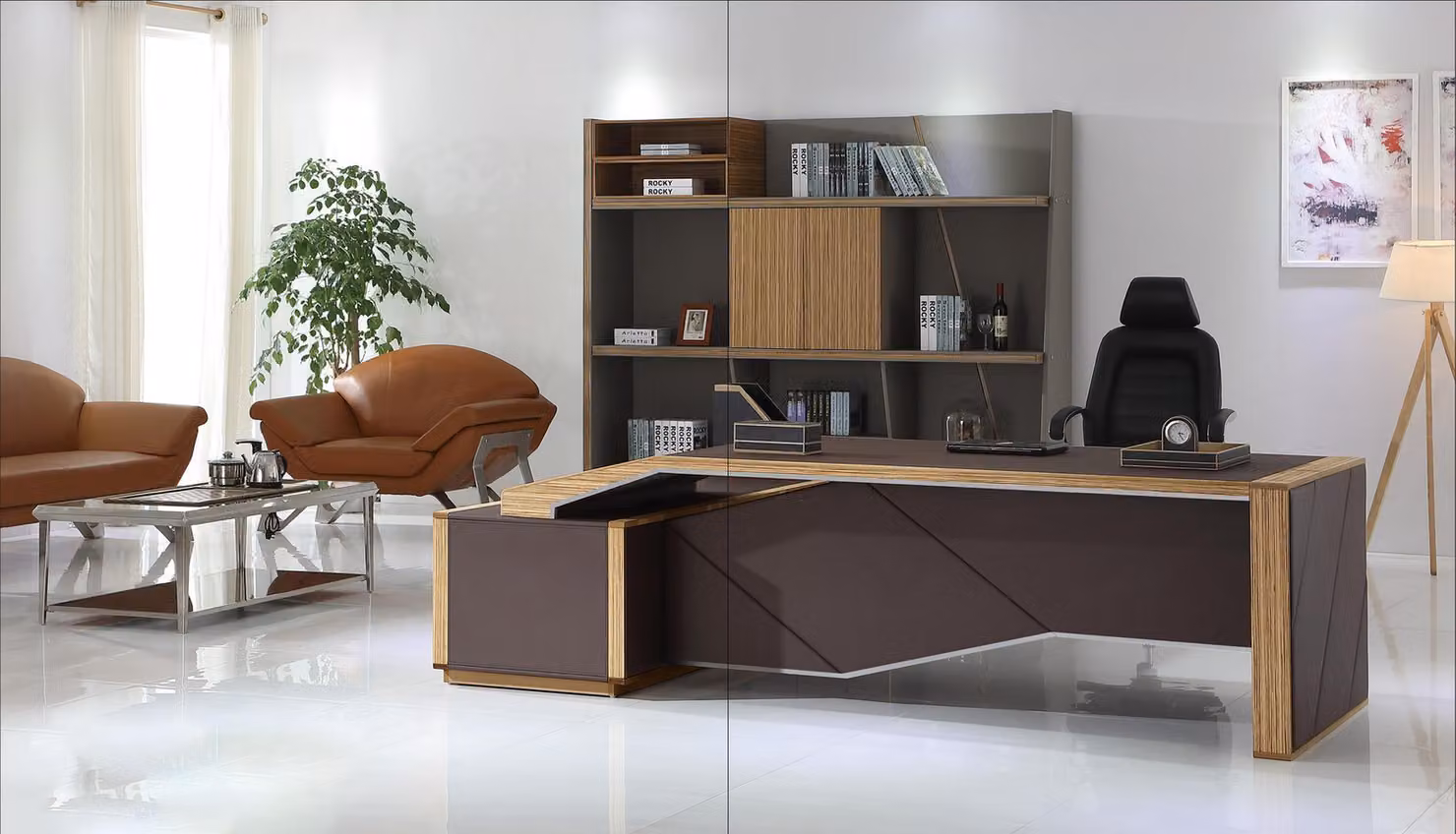 Designer Büro Arbeit Zimmer Set Sessel Tisch Komplett Möbel 3tlg. Einrichtung