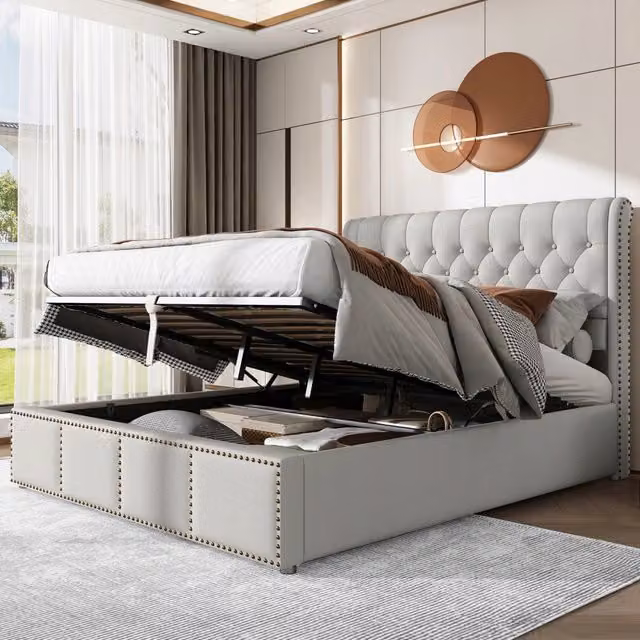 Letto imbottito 140x190 - Xylo - Cotone, sistema idraulico