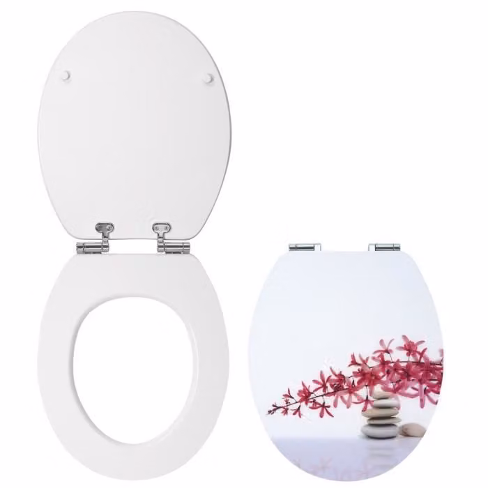 Wirquin 20719925, allungato, sedile WC rigido, multicolore, bianco, acrilico, legno, 370 mm, 480 mm