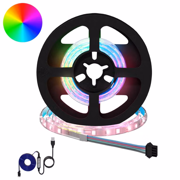Set di 12 strisce LED RGB vidaXL, multicolore, connettore USB, in rame e plastica