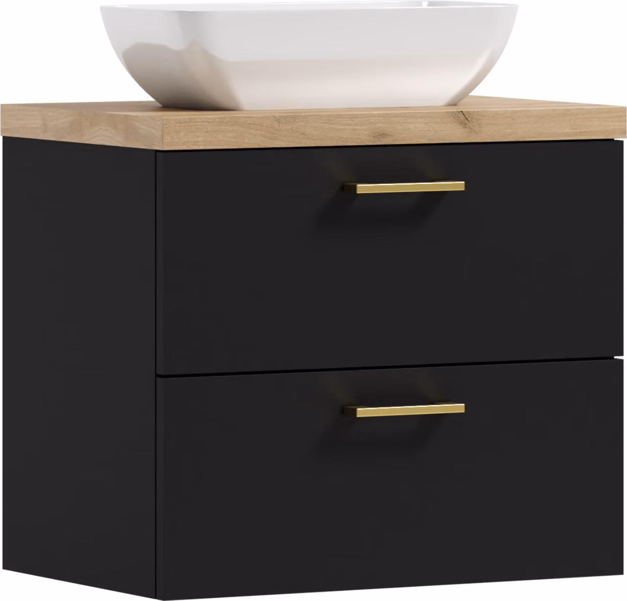 ADK Möbel | Pensile, 53,2x50,5x40,6 cm, nero, con lavabo, LUNA 60