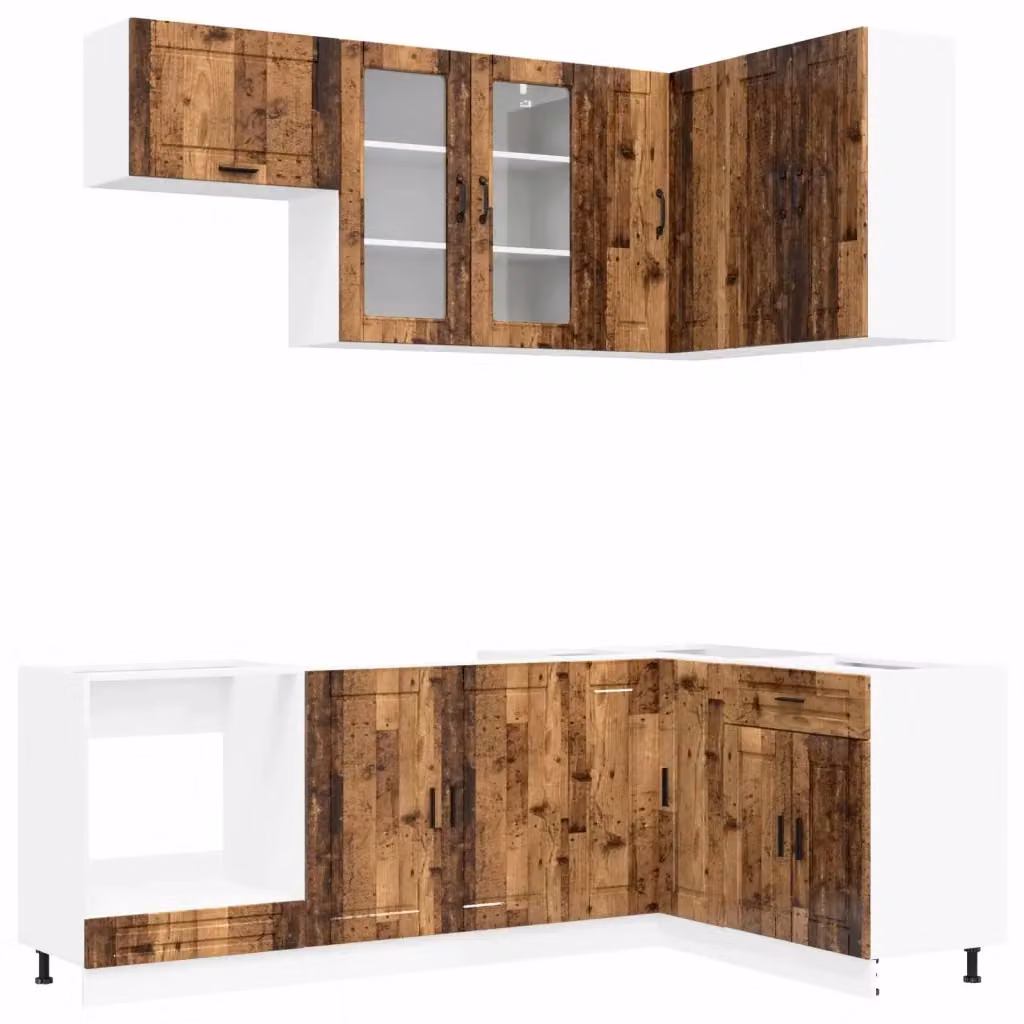 Unità cucina moderna vidaXL in legno marrone con ante in vetro – 2
