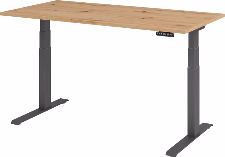 Scrivania regolabile in altezza XDKB | 2 motori | 120 - 180 cm | elettrica, dimensioni piano: 160 x 80 cm, colore piano: rovere nodoso, colore struttura: grafite