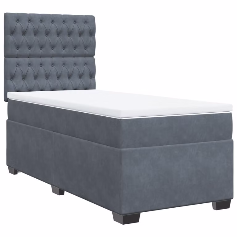 Giroletto a Molle con Materasso Grigio Scuro 90x190 cm Velluto