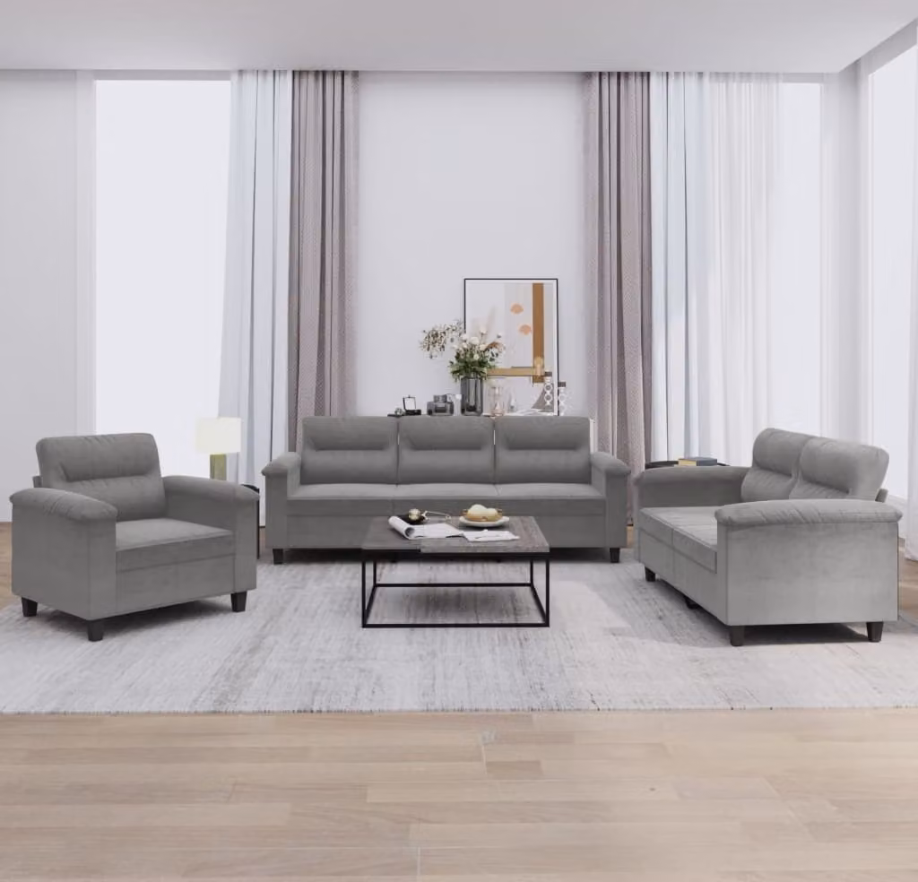 Maison Exclusive - Set divano a 3 pezzi con cuscini in microfibra grigio scuro