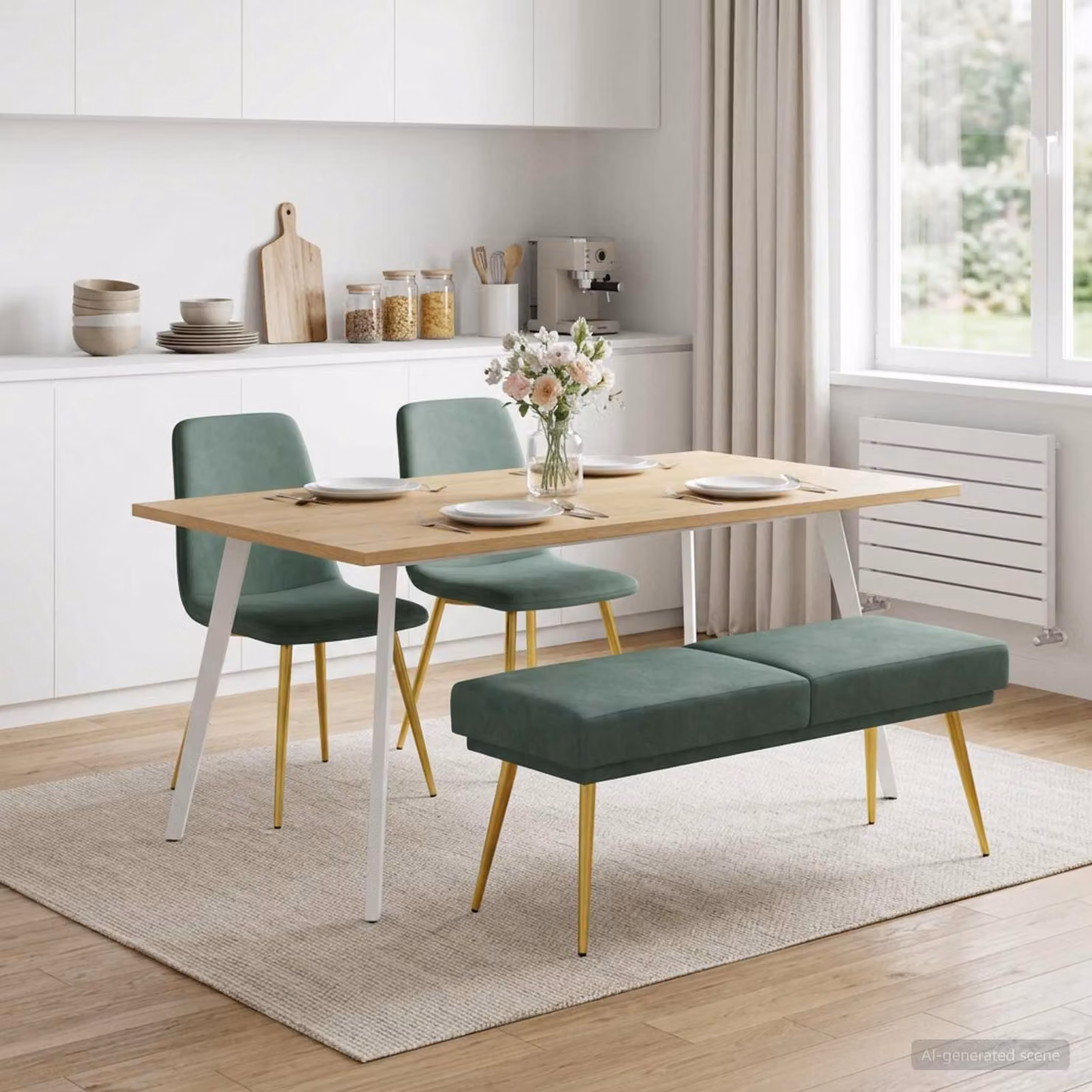 Panchina a doppio strato vidaXL in velluto Verde Mare L: 120 cm, P: 45 cm, H: 46 cm