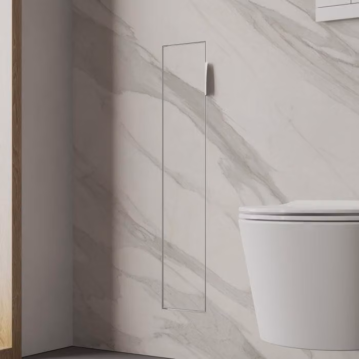 Modulo WC a incasso Kronenbach, design cubico, dimensioni 15,4 x 80,3 cm, apertura porta a sinistra