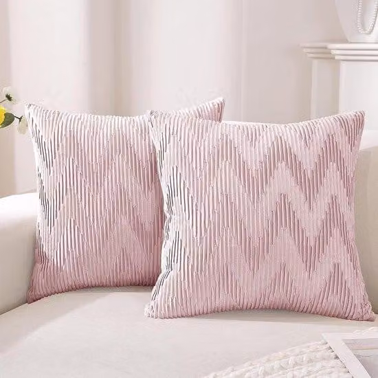 Cuscini decorativi in peluche - Ideali per l'arredamento del soggiorno - Design in peluche unico - Set di 2 cuscini da 45x45 cm - Colore: rosa melograno