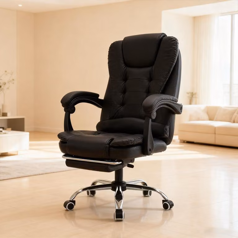 Sedia da ufficio ergonomica con altezza regolabile e poggiapiedi estraibile