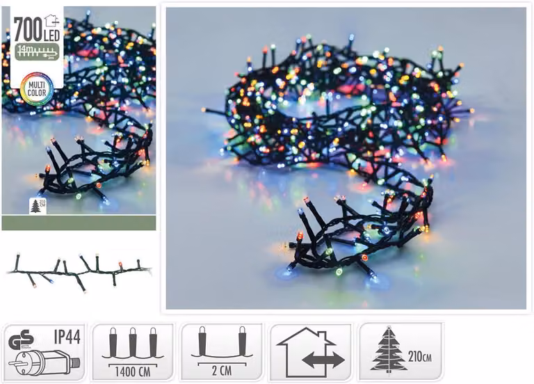 700LED MicroCluster 14M multicolore IP44 Illuminazione di Natale