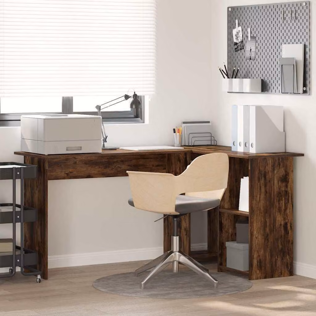 Maison Exclusive - Scrivania in legno impiallacciato effetto noce, dimensioni 142 x 102 x 73 cm