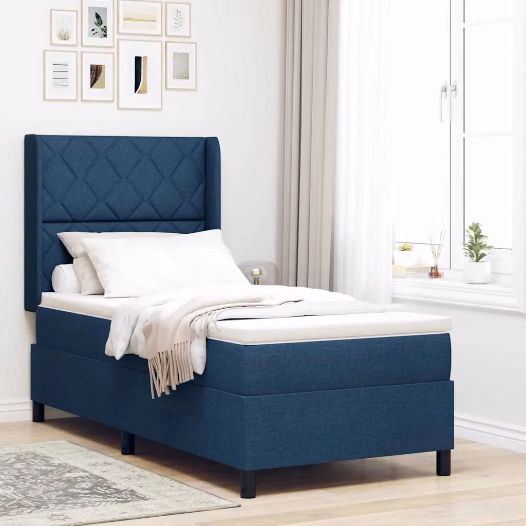 Letto ibrido con testiera vidaXL in tessuto blu L 200 cm x P 100 cm