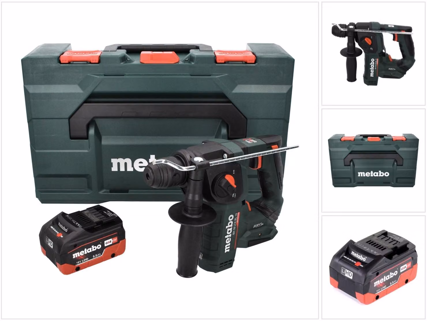 Metabo BH 18 LTX BL 16 Tassellatore a batteria 18 V 1.3 J SDS-plus Brushless + 1x Batteria 5,5 Ah + Valigetta MetaBOX - senza caricabatterie