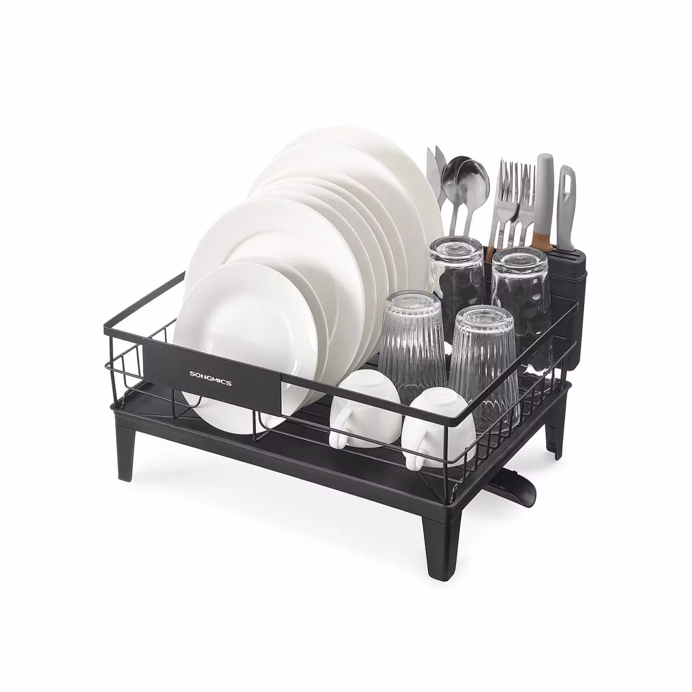 Scolapiatti da Cucina Beccuccio Estensibile e Girevole a 360°, Nero Inchiostro / 31 x 42 x 18,5 cm