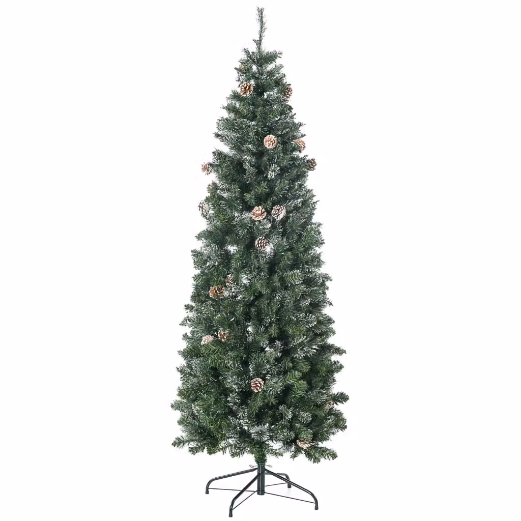 Albero di Natale Artificiale MINIMAL Verde con Pigne e Base in Metallo, Altezza: 180 cm – 2
