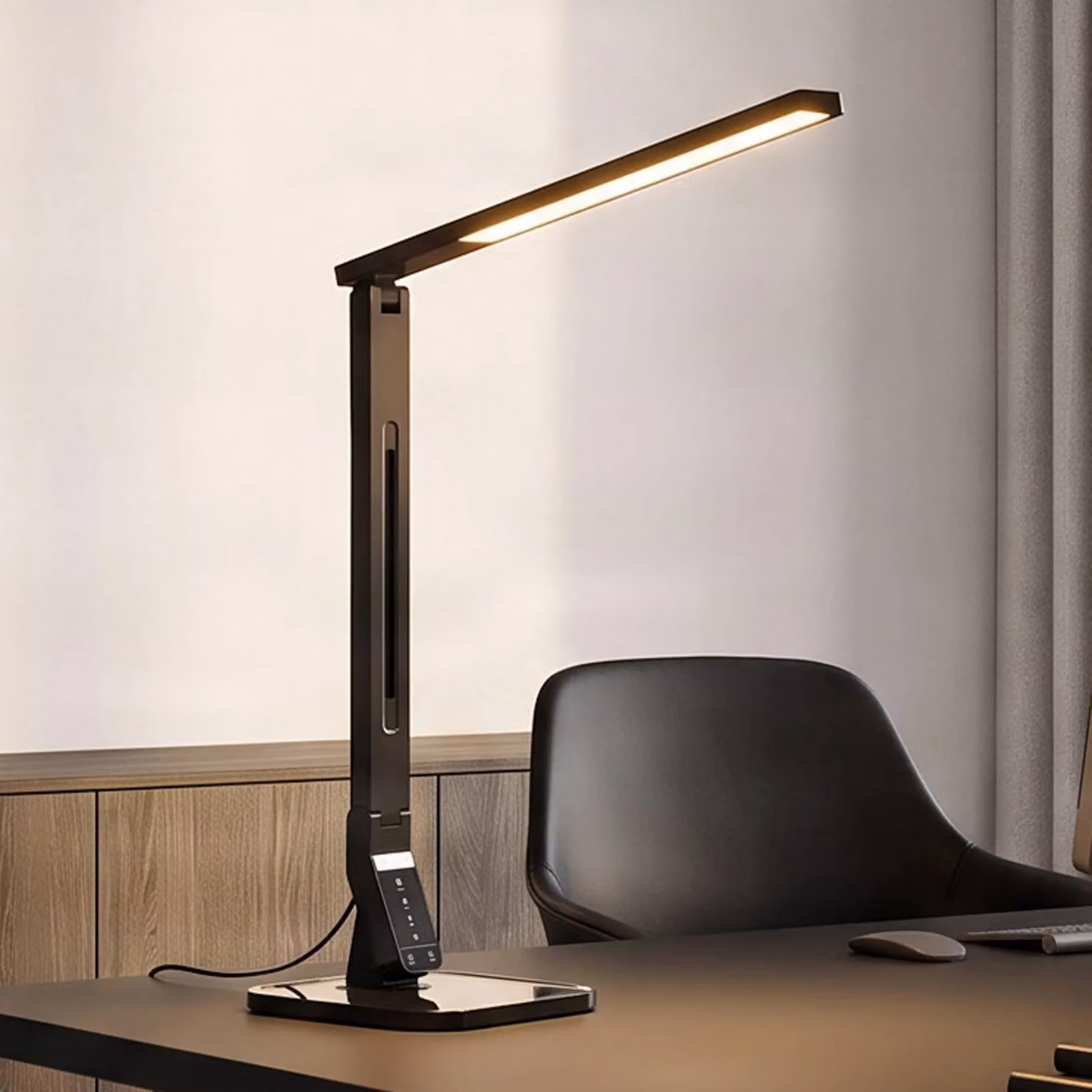 Lampada da scrivania a LED Eleni Lindby, dimmerabile, Nero, Studio / Ufficio, Plastica, Moderno, Lampada da tavolo LED