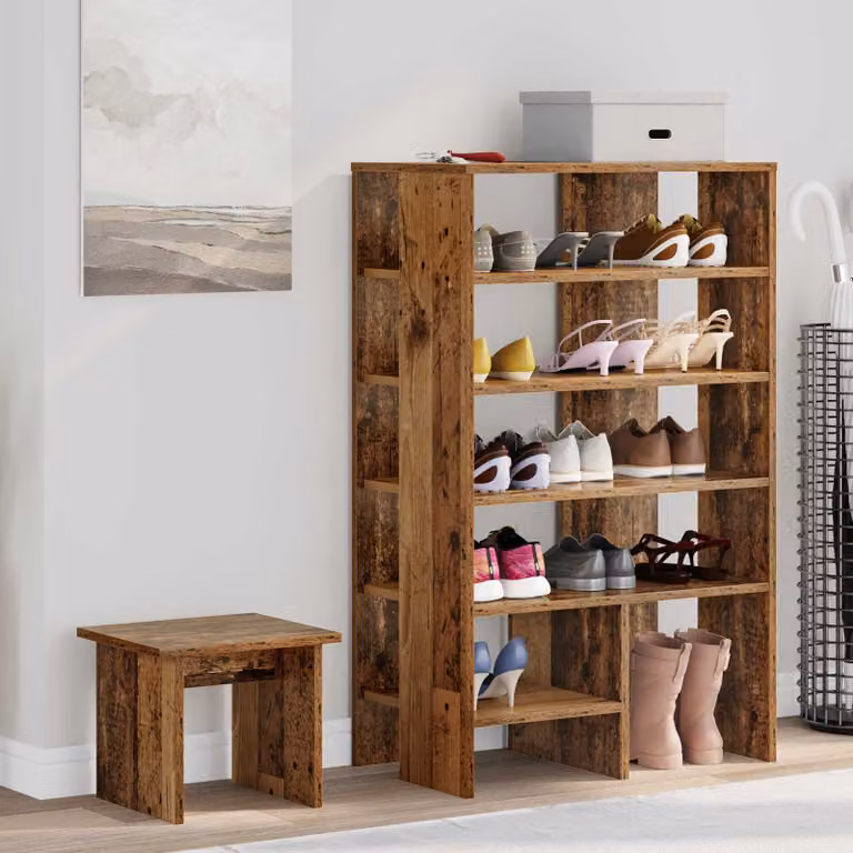 Scarpiera moderna vidaXL con seduta integrata in legno marrone L: 62 cm, P: 35 cm, H: 100 cm