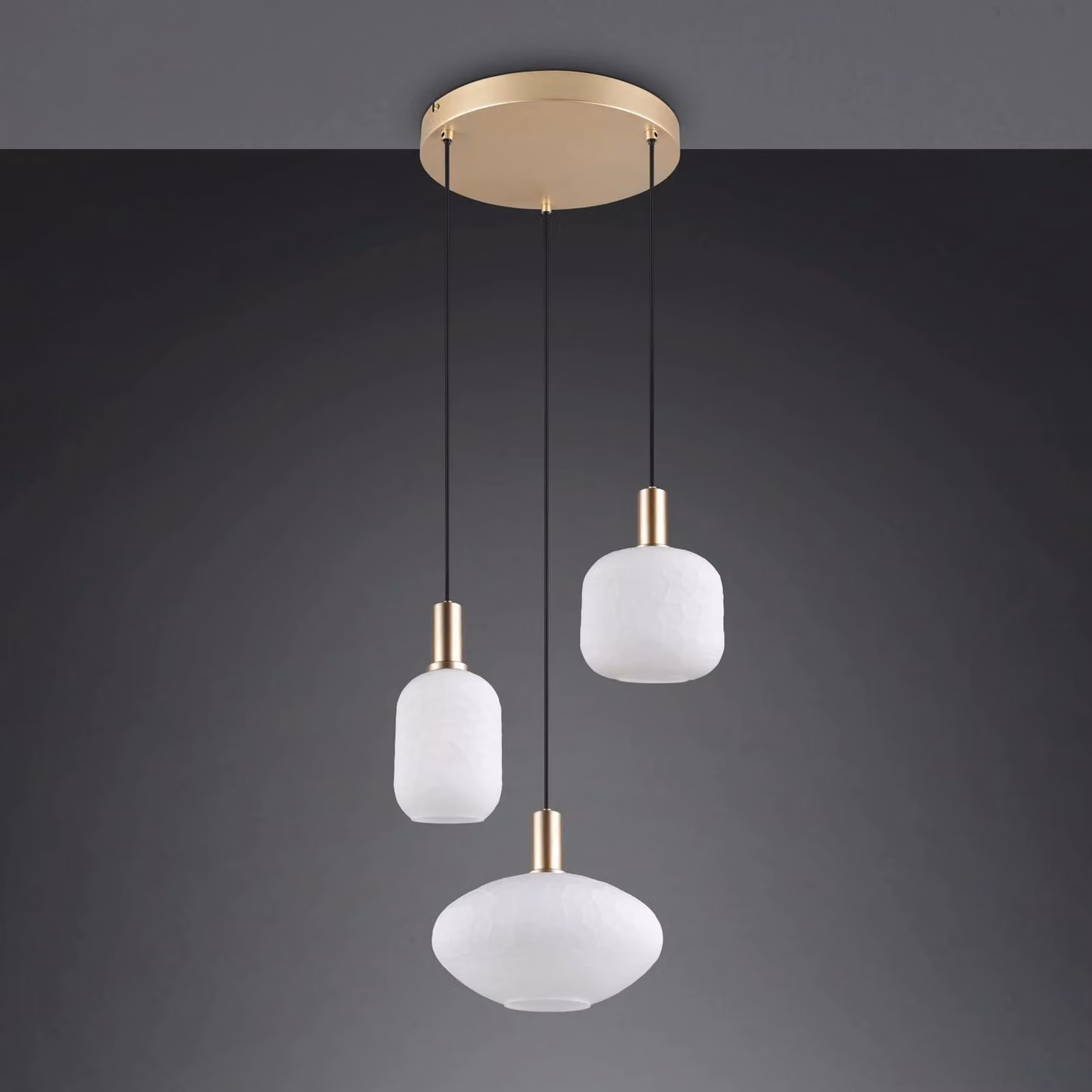 Reality Leuchten Lampada a sospensione Emelie, dimmerabile, Ottone / Oro, Soggiorno / Sala da pranzo, Metallo, Lampada a sospensione