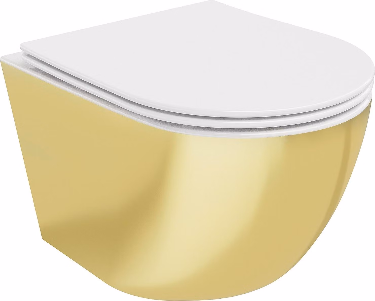 Mexen Lena vaso wc Rimless con sedile slim a chiusura rallentata, duroplast, bianco/oro - 30224006