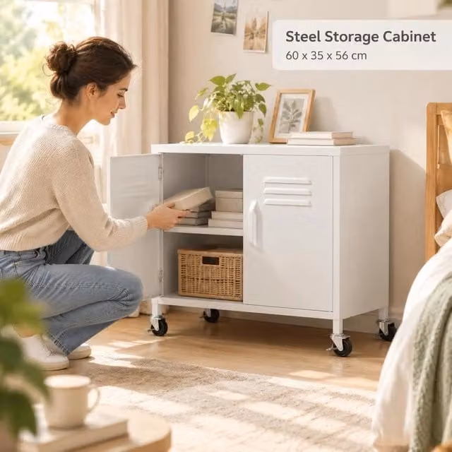 Storage Cabinet, White, 60x35x56 Cm, Steel