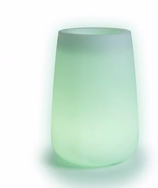Vaso luminoso moderno Monacis con LED verde in polimero per interno ed esterno, Ø43 cm, H75 cm