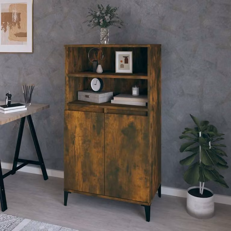 Credenza stile industrial vidaXL in legno e metallo, colore marrone, L 60 cm x P 36 cm x H 110 cm