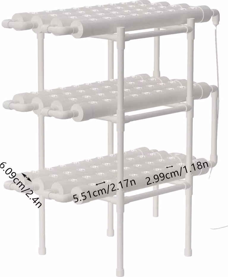 Sistema di coltivazione idroponica, design a 3 livelli, capacità per 108 piante, colore bianco, taglia M