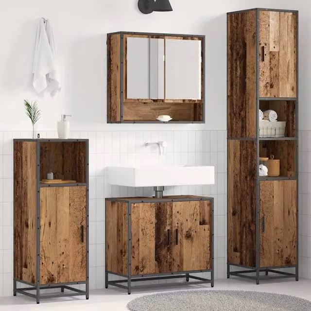 Set di mobili per il bagno 3 pz Legno vecchio 3402551