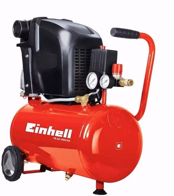 Compressore d'aria Einhell TE-AC 230/24 Expert da 24 Lt con motore da 2 HP e portata 230 Lt/min in metallo rosso