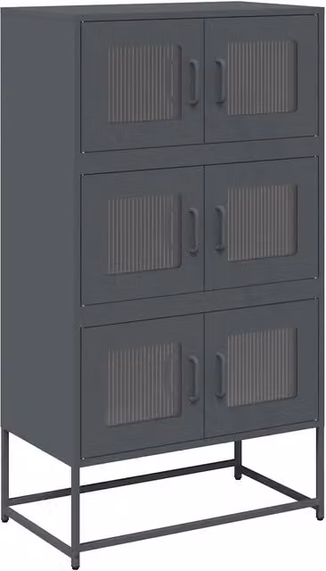 Credenza moderna in metallo antracite per sala da pranzo, L 68 cm, P 39 cm, H 123 cm
