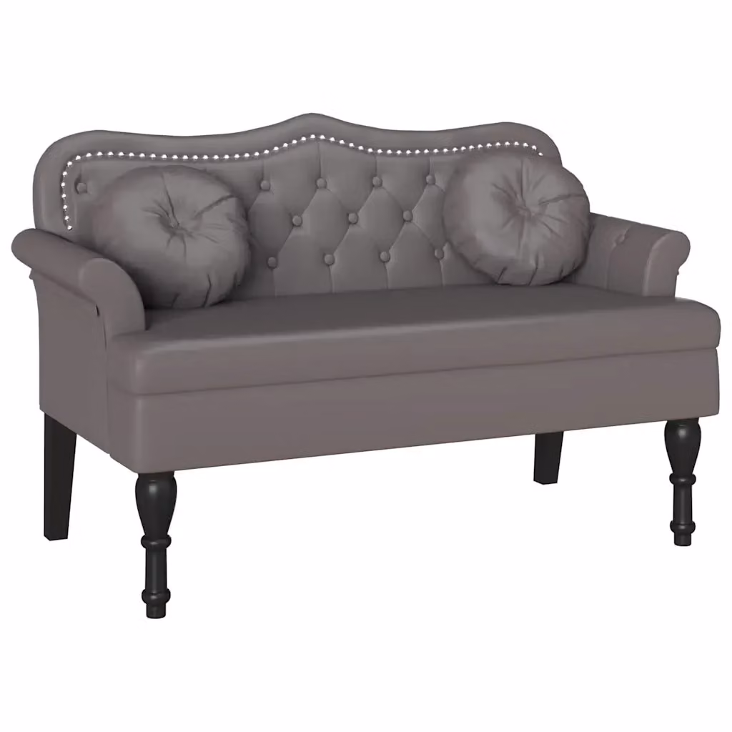 Panca Chesterfield vidaXL in pelle sintetica grigia con braccioli, L: 120,5 cm, P: 65 cm, H: 75 cm – 2