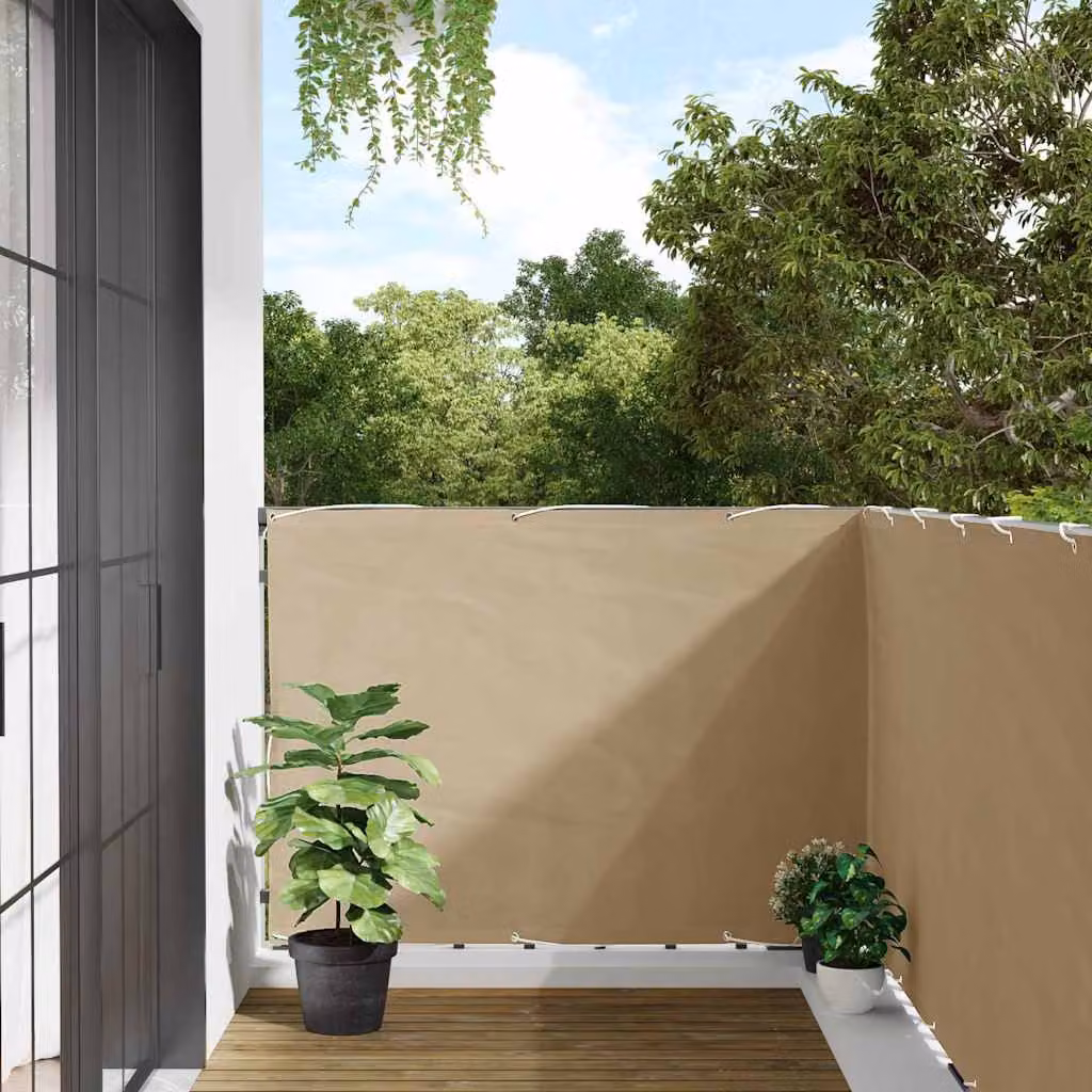 Paravento per balcone vidaXL in tessuto Oxford e alluminio, beige, L: 600 cm, H: 120 cm