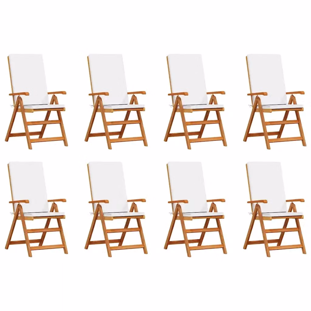 Set da giardino moderno vidaXL in legno di teak con 8 sedie e cuscini marrone e bianco – 2